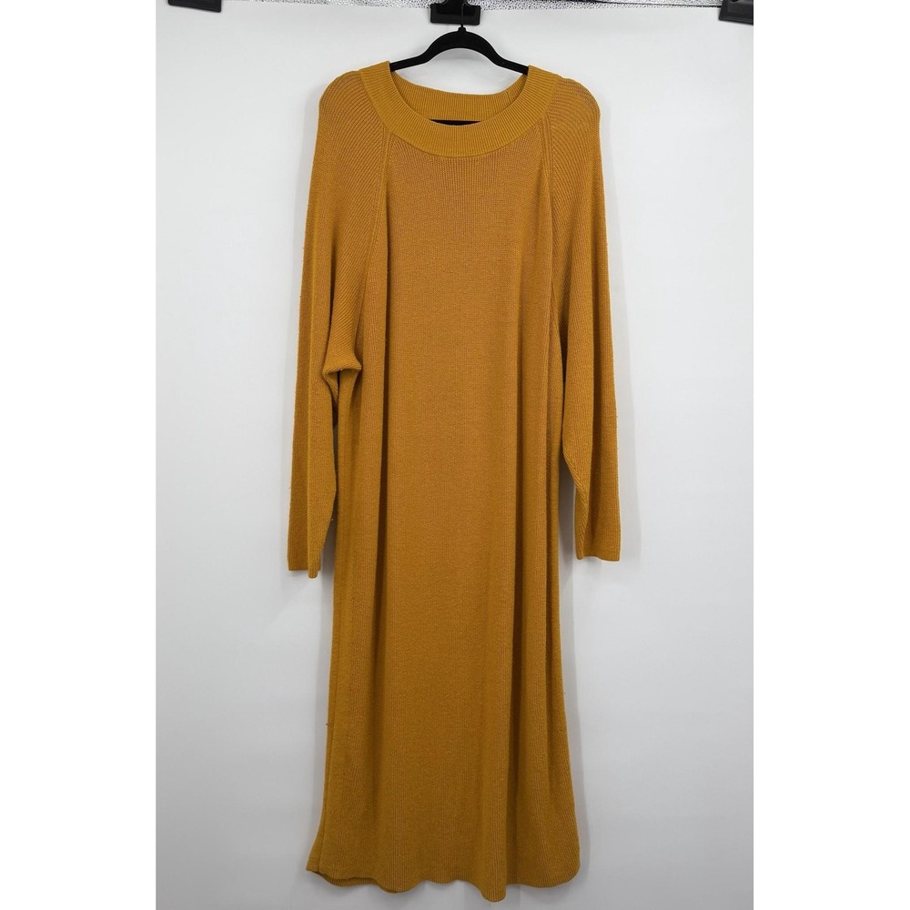 FP Beach Free People Dress Womens Large Gold Sweater Maxi Knit Santa Barbara